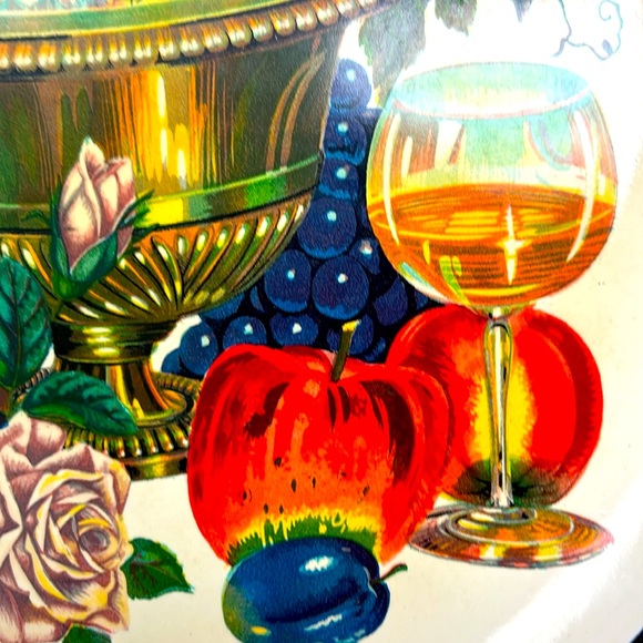 Vintage 13” round melamine/plastic wine design serving tray Japan - Picture 7 of 9